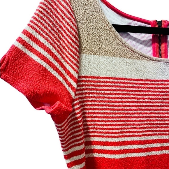 Anthropologie Lilka Sorella Orange Striped Short Sleeve Cotton Dress Size Medium - Picture 3 of 8